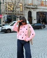 PINK HEARTS WOOL BLEND KNIT