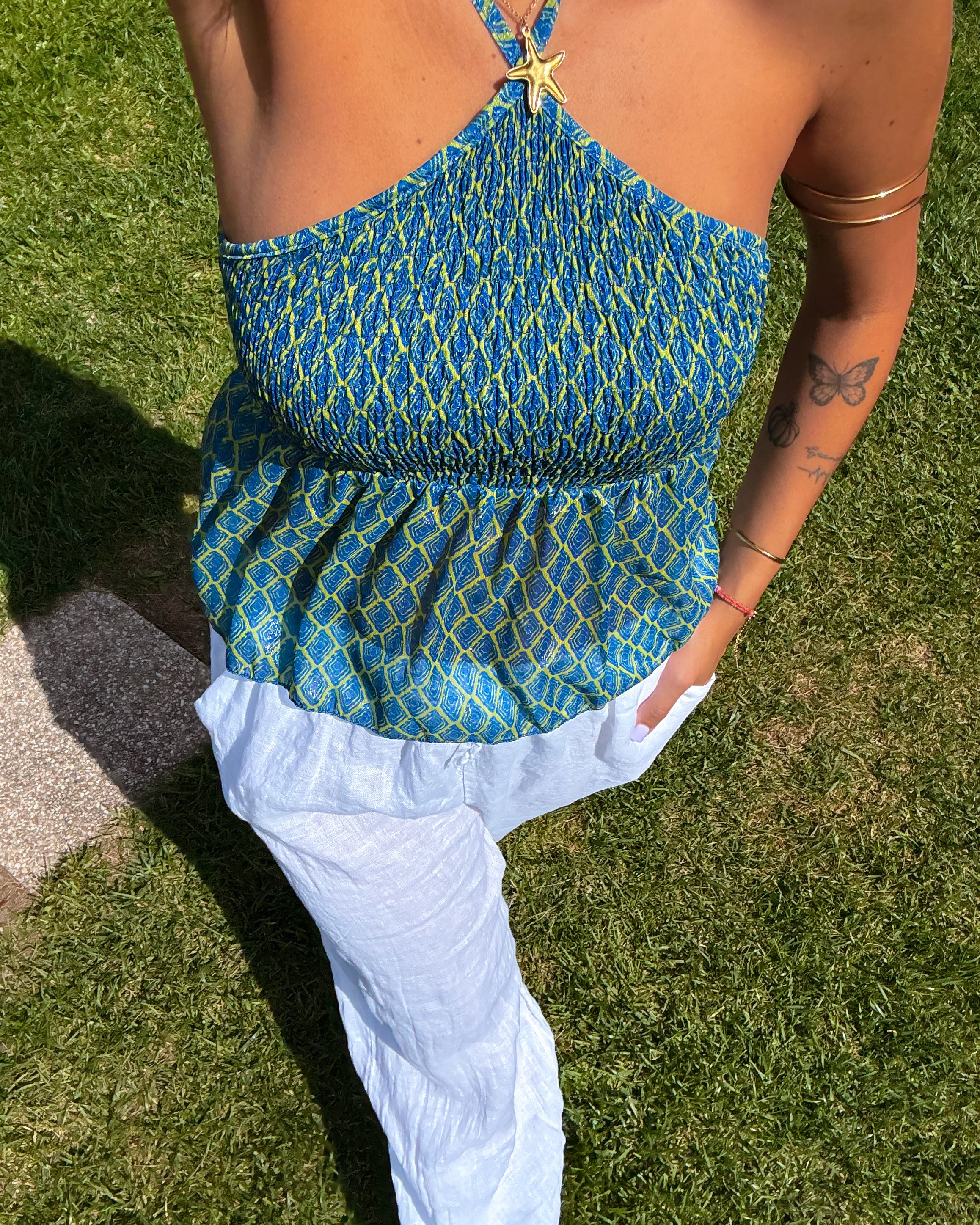 TOP SOLANA - BLUE & LIME