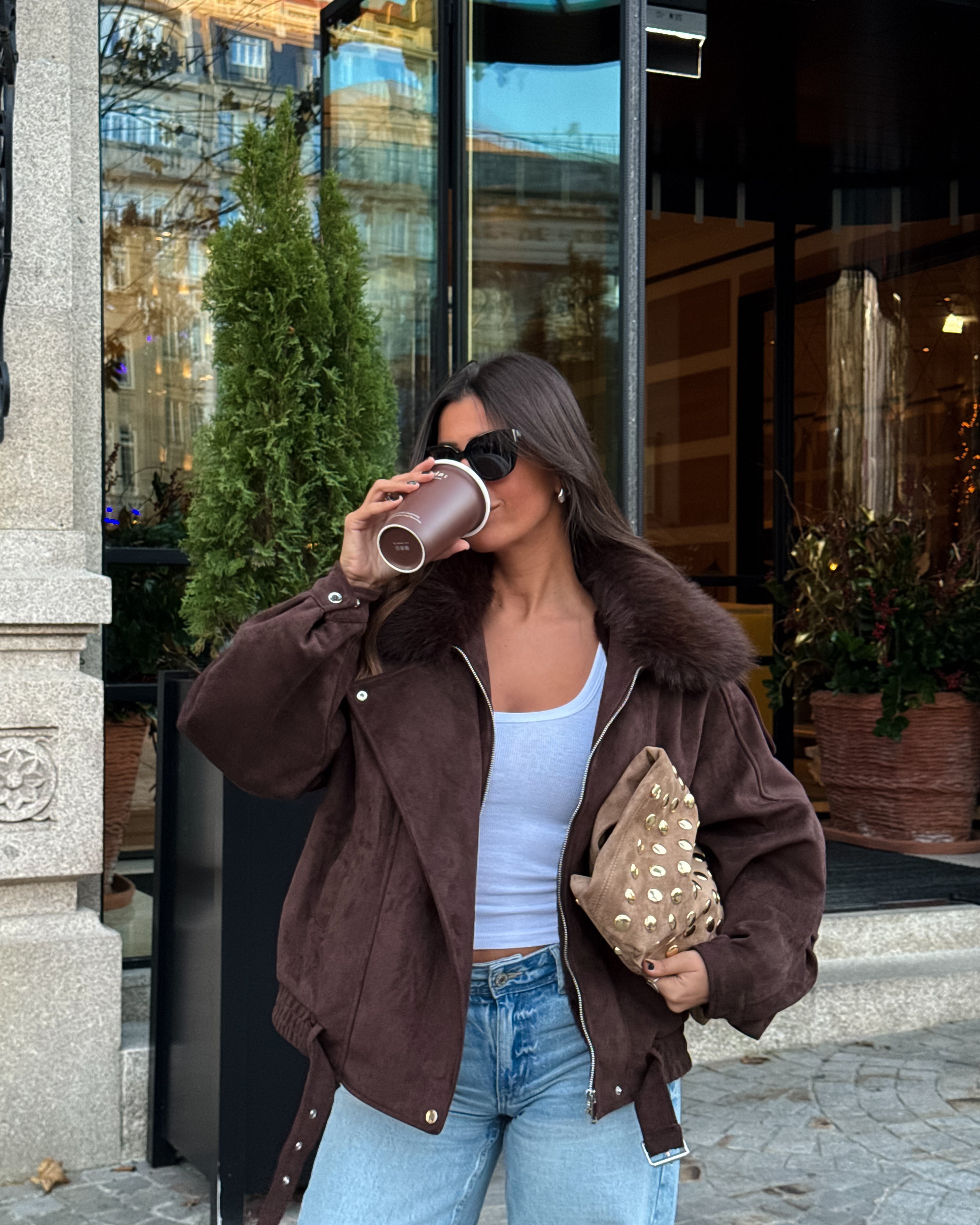Brown Suede Fur-Lined Jacket