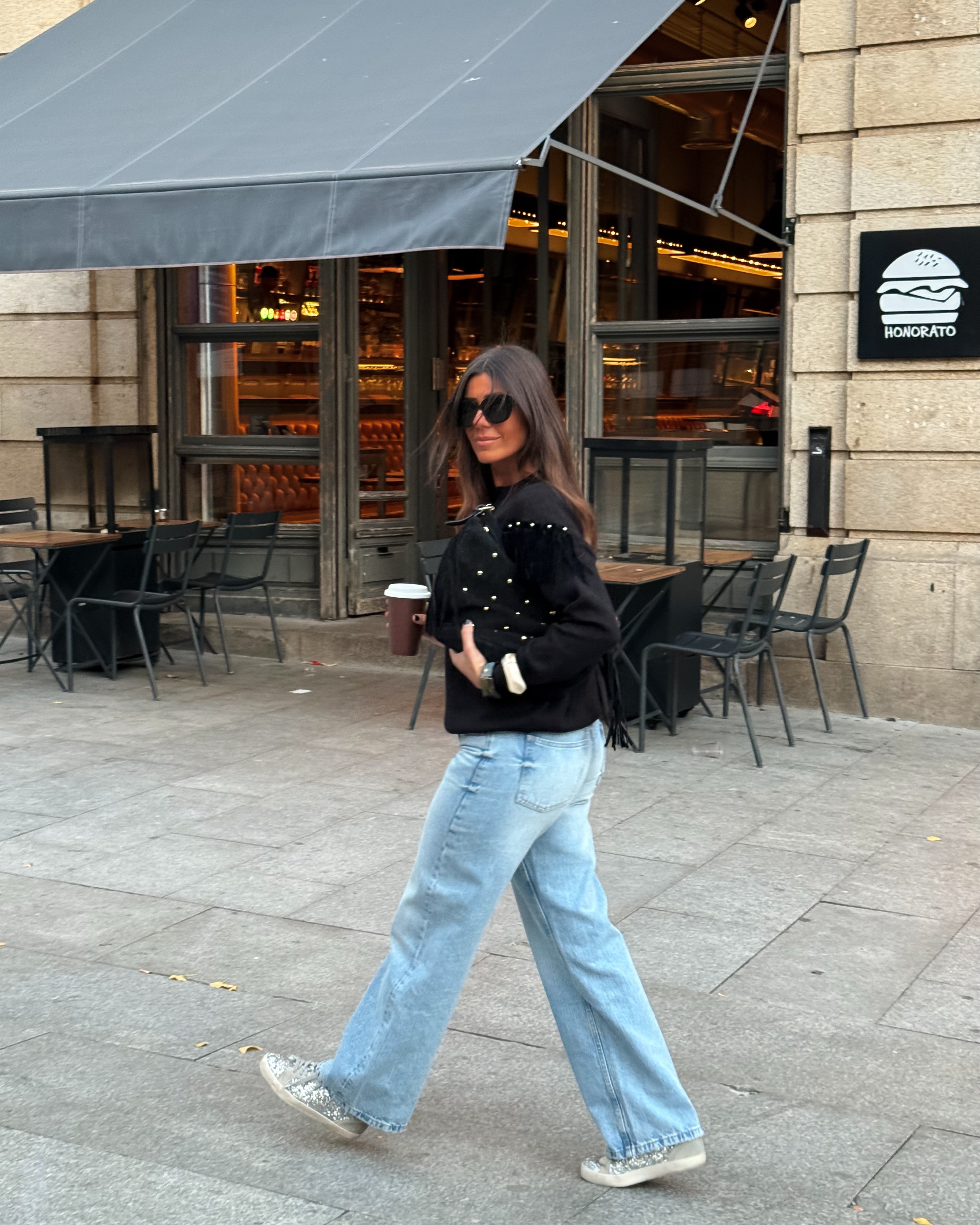 Black Fringe Stud Knit