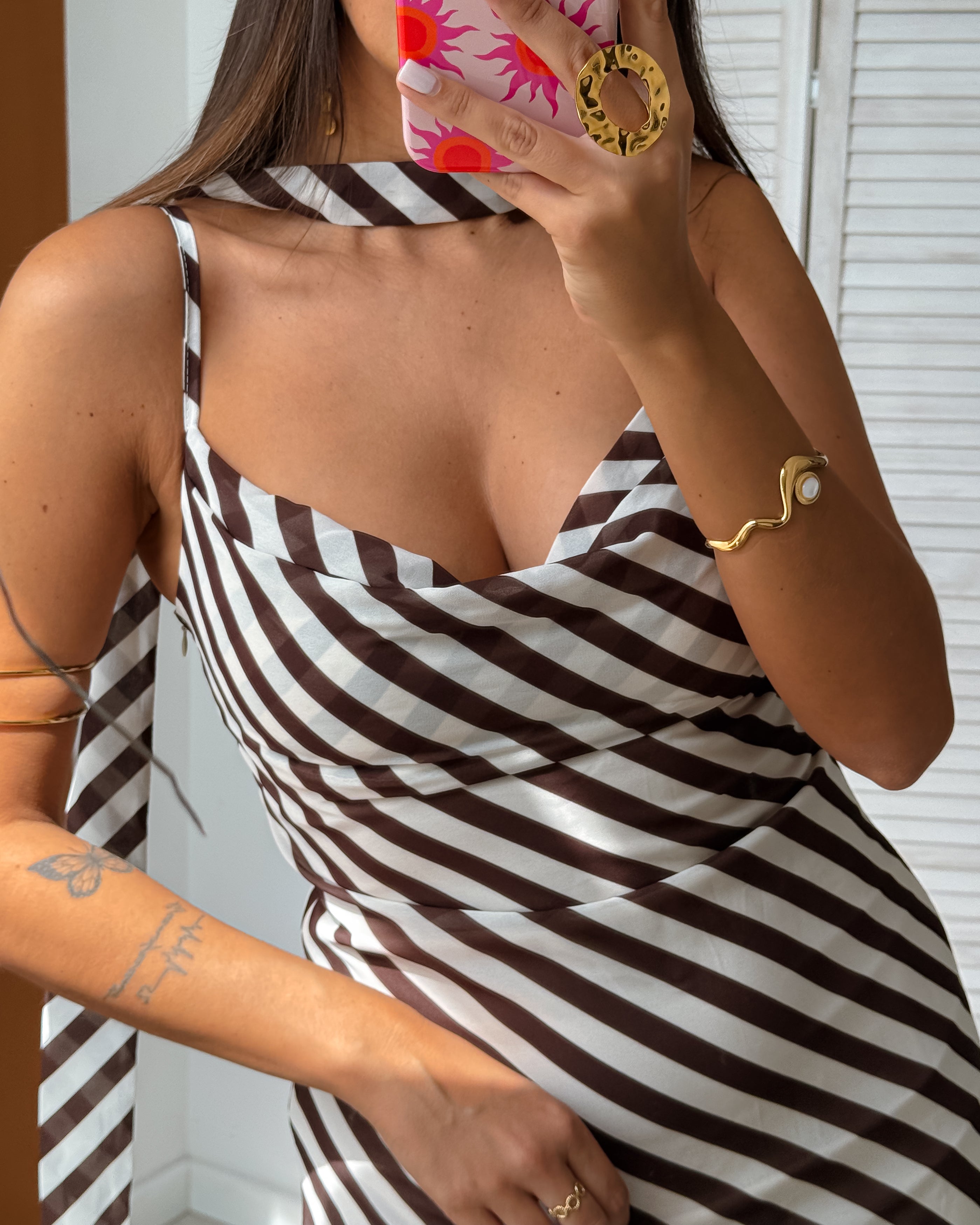 MOCHA STRIPES DRESS