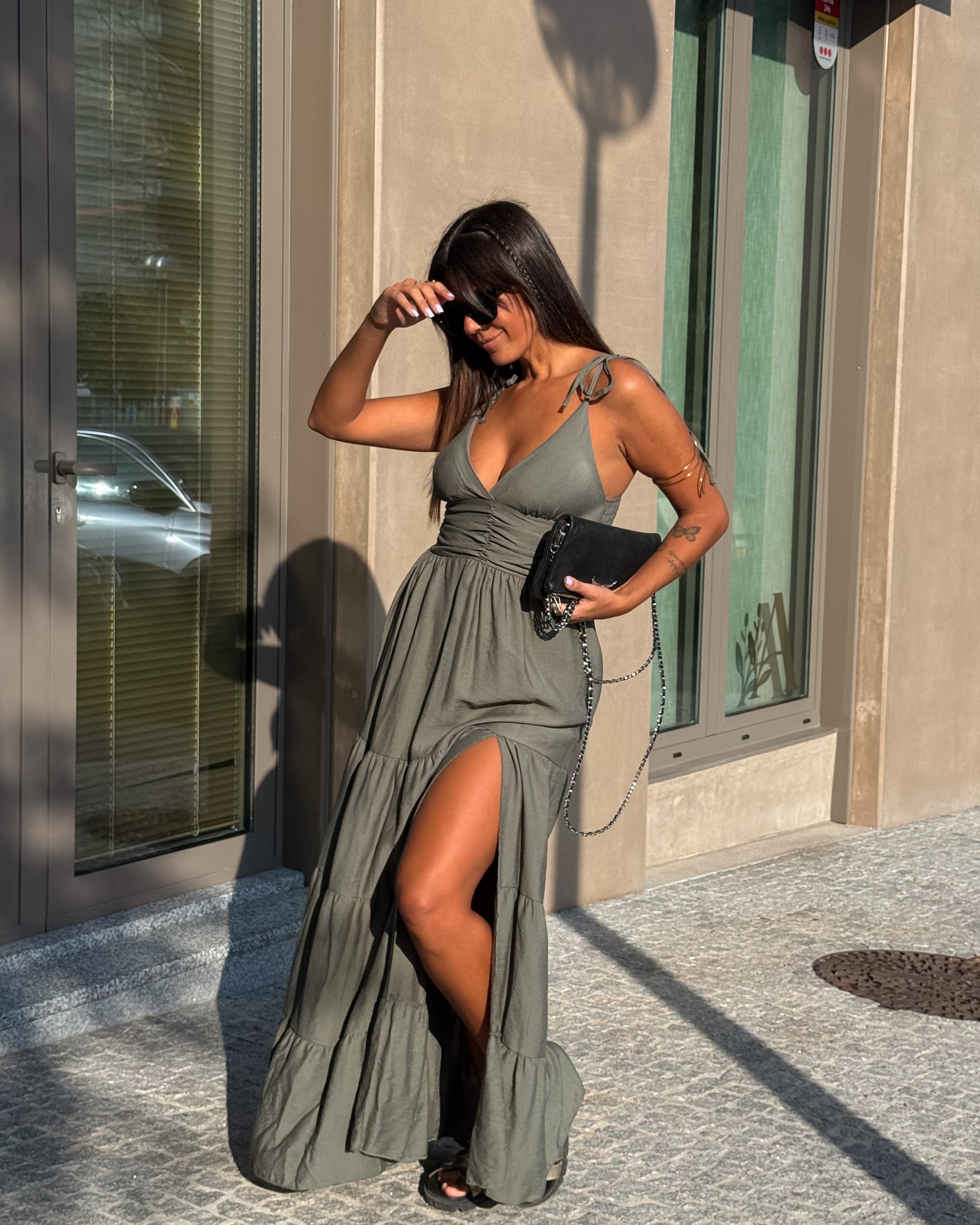 AMALFI DRESS - OLIVE GREEN