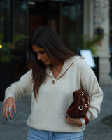 Golden Button Wool Sweater
