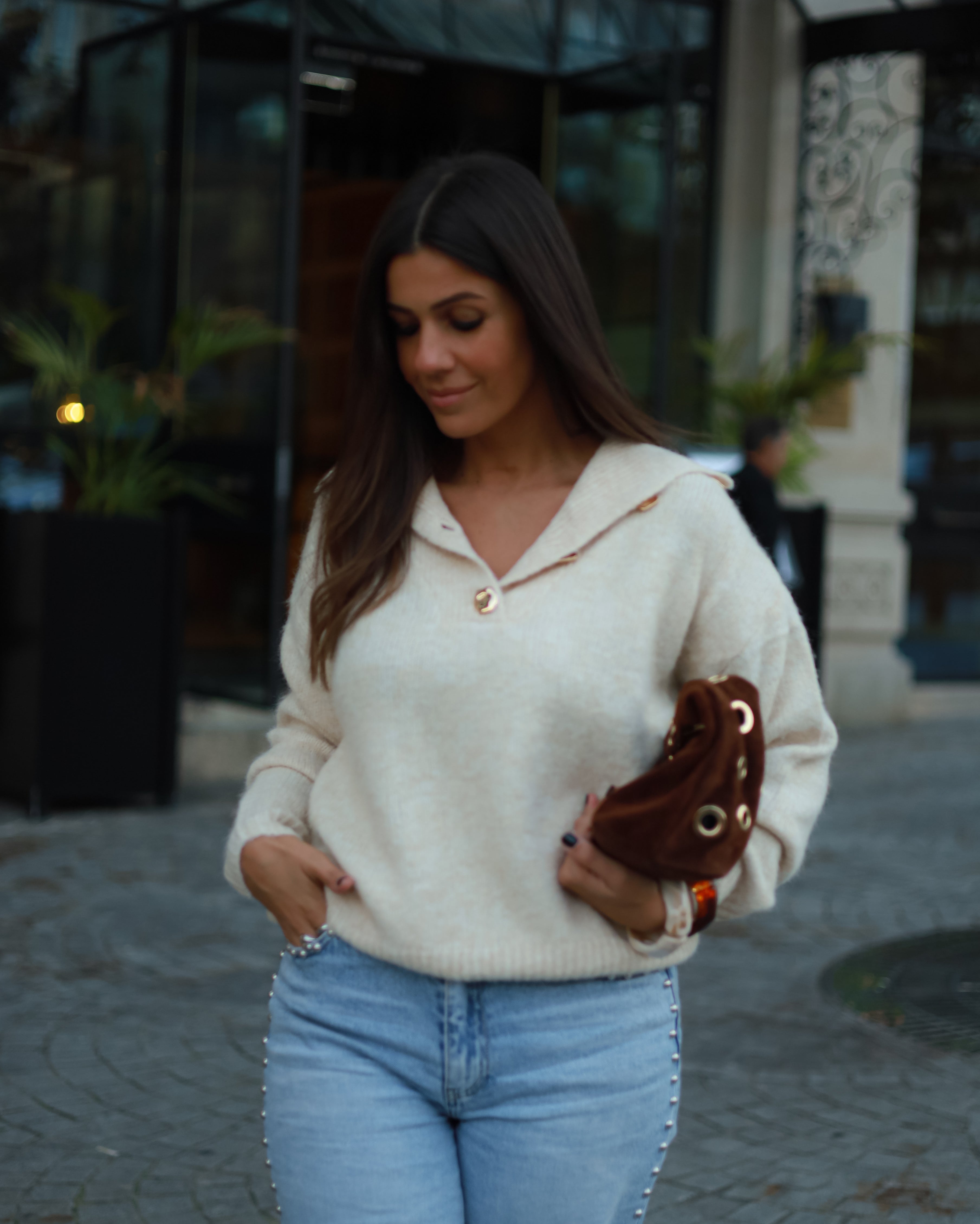 Golden Button Wool Sweater