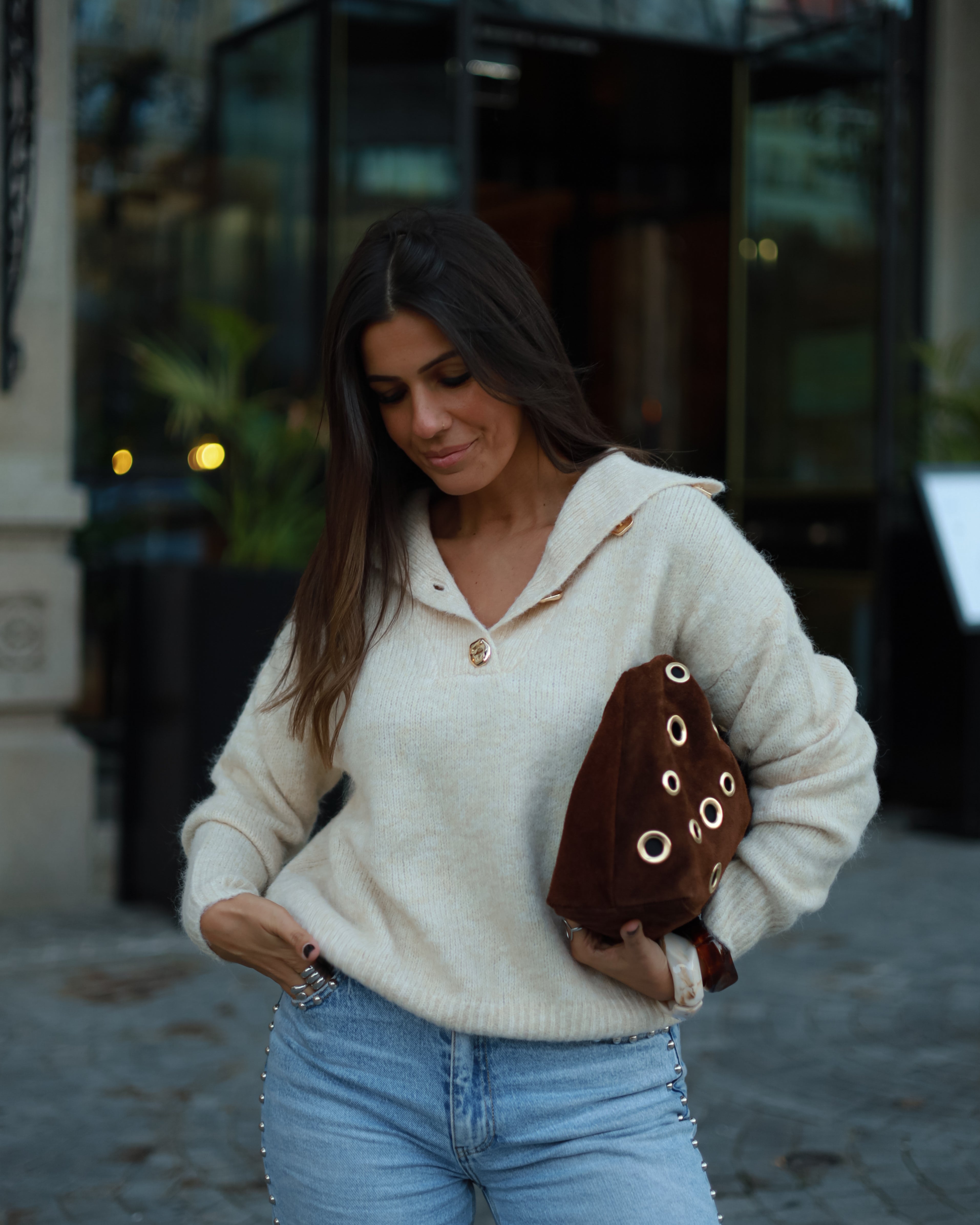 Golden Button Wool Sweater