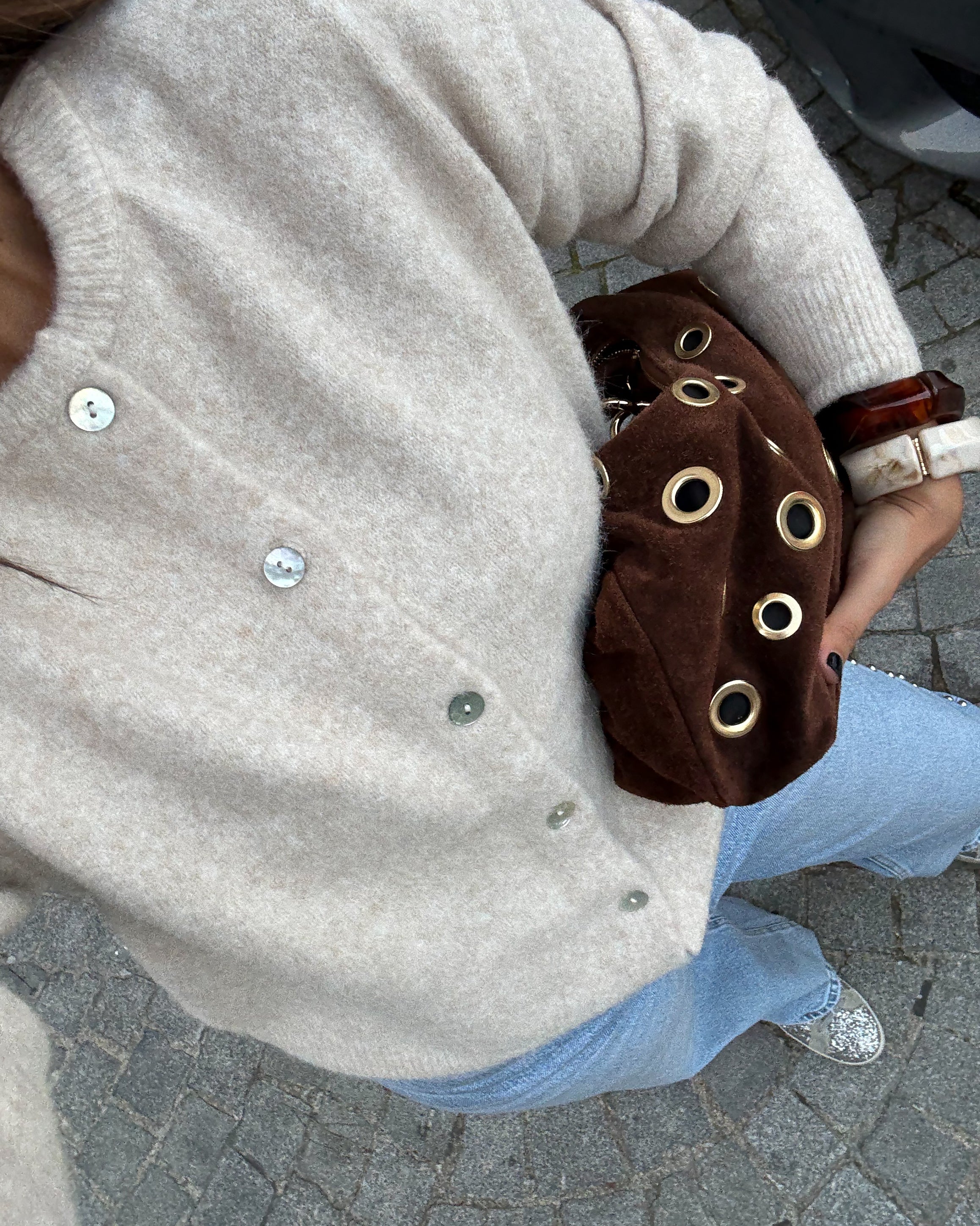 Soft Wool Cardigan in Beige