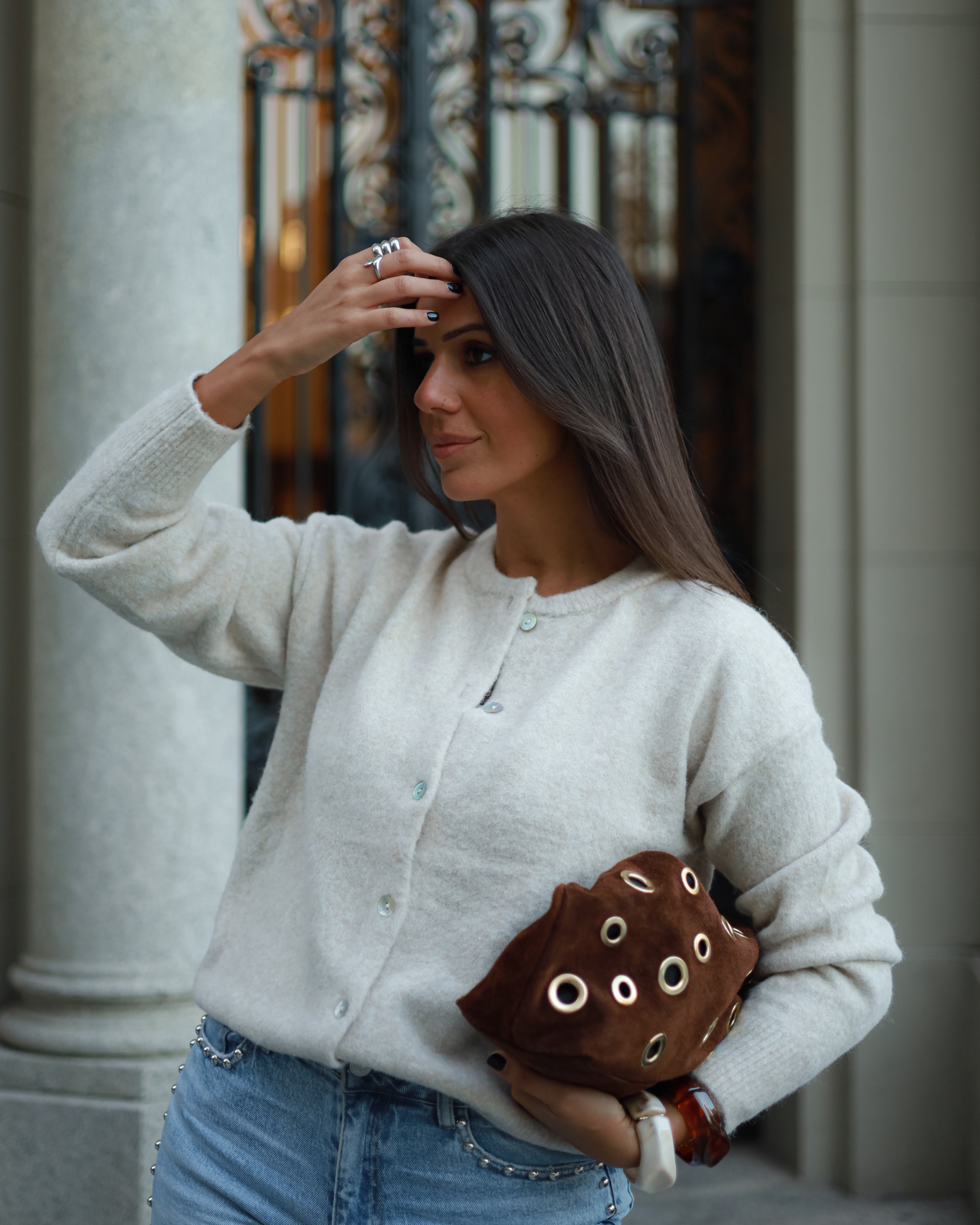 Soft Wool Cardigan in Beige