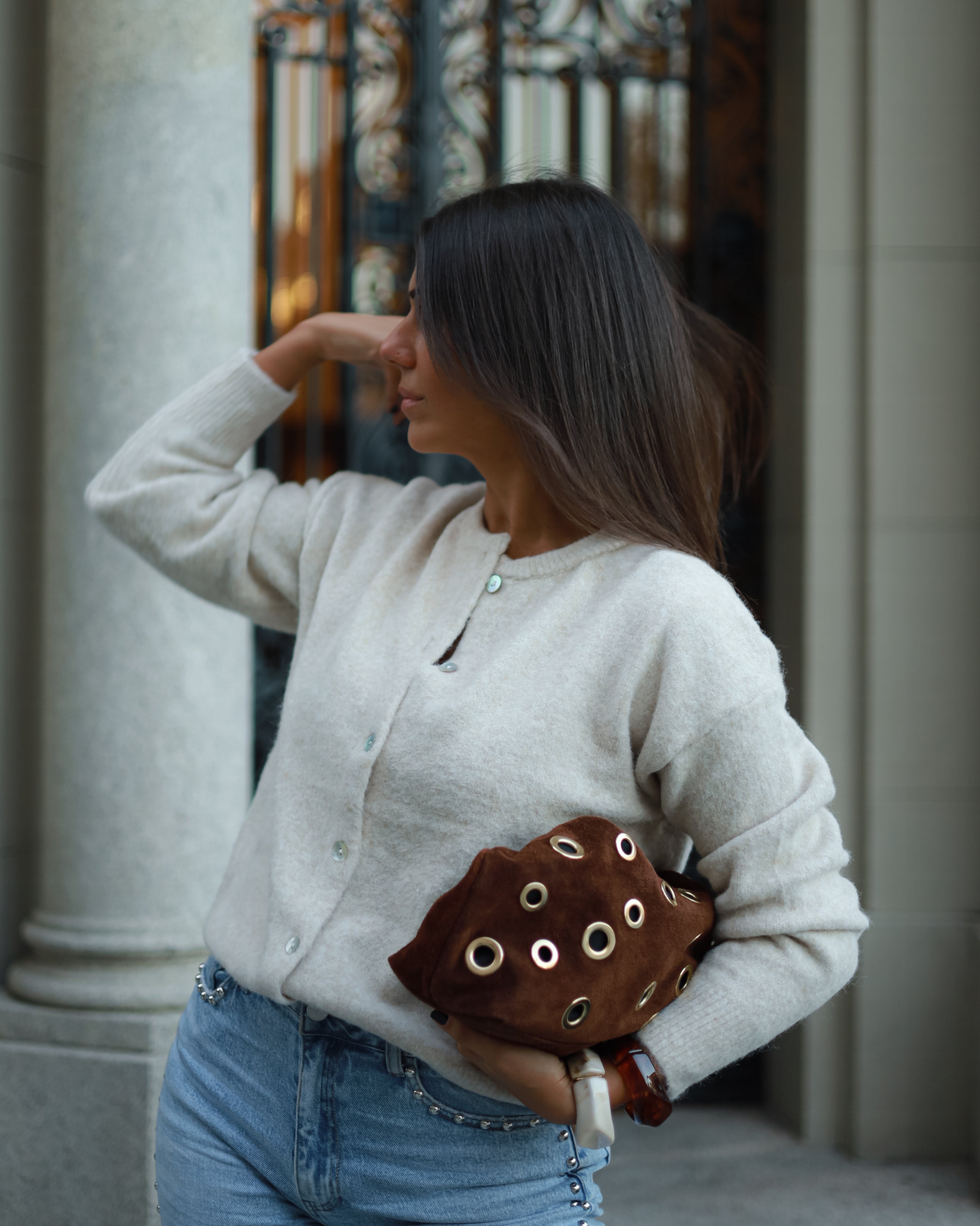 Soft Wool Cardigan in Beige