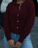 Soft Wool Cardigan in Burgundy