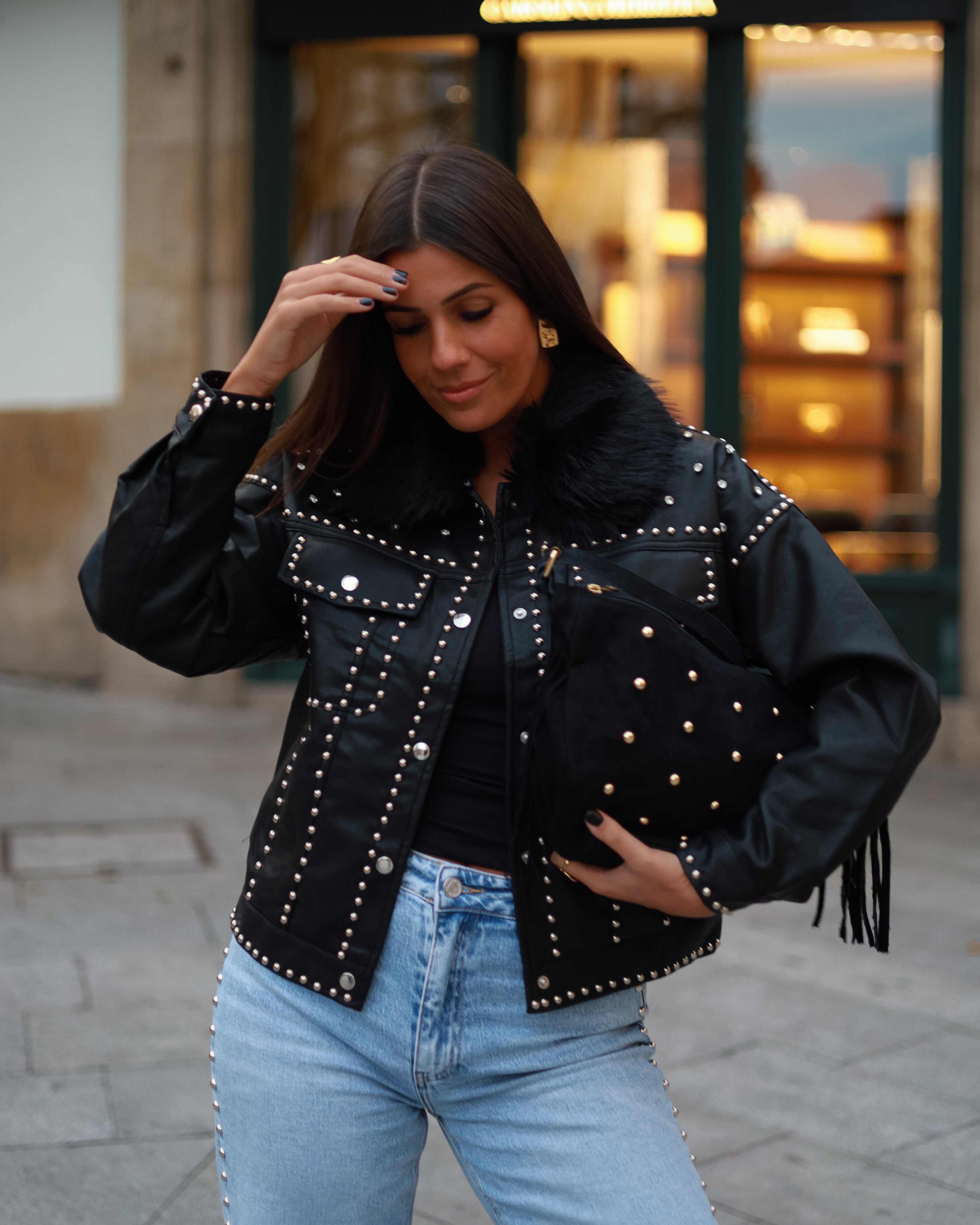 STUDDED BLACK JACKET