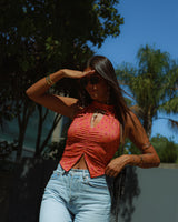 TOP LEONOR - ORANGE & PINK