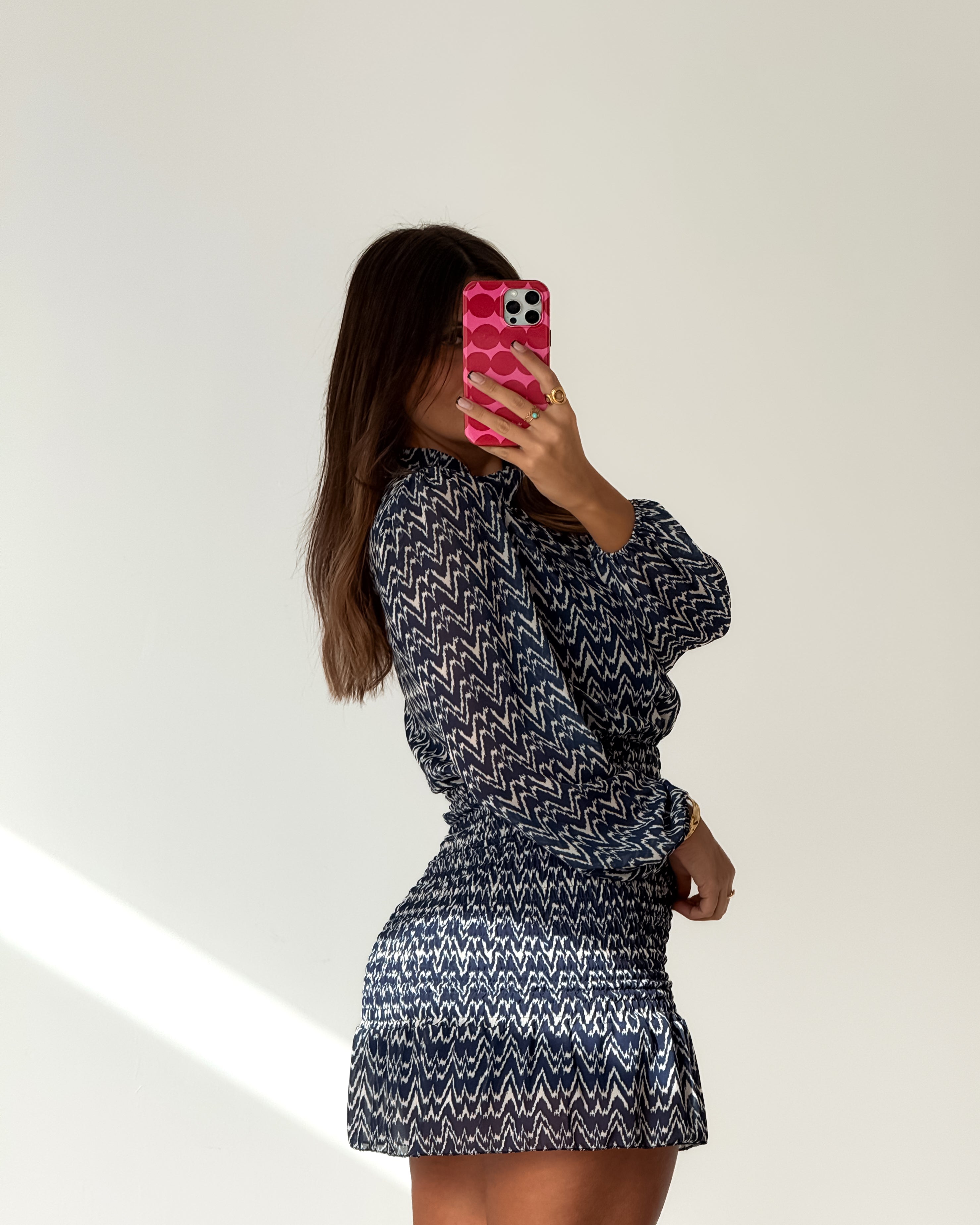 BENEDITA DRESS - NAVY & WHITE