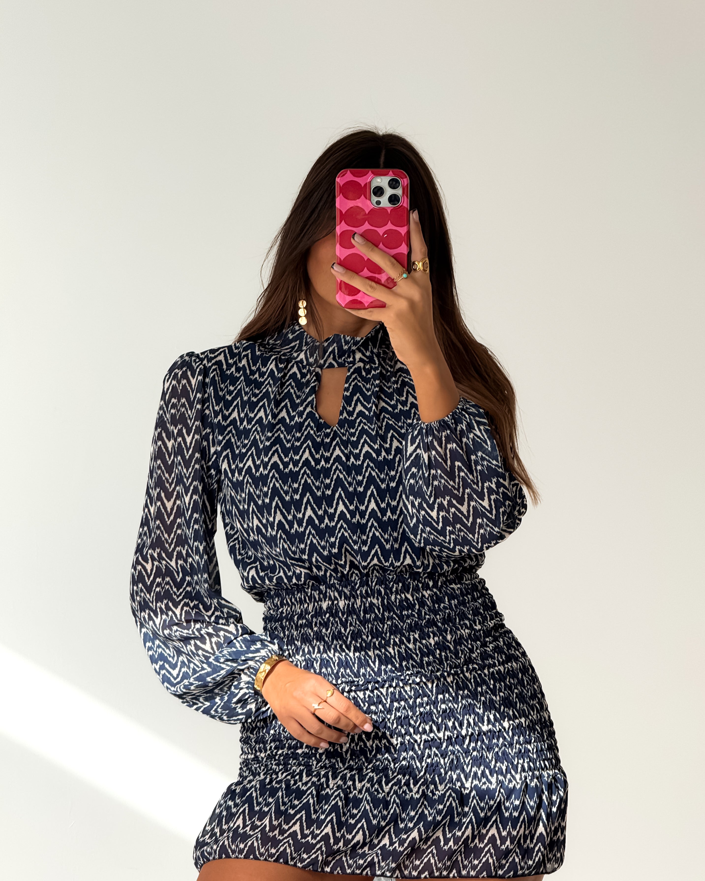 BENEDITA DRESS - NAVY & WHITE