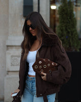 Brown Suede Fur-Lined Jacket