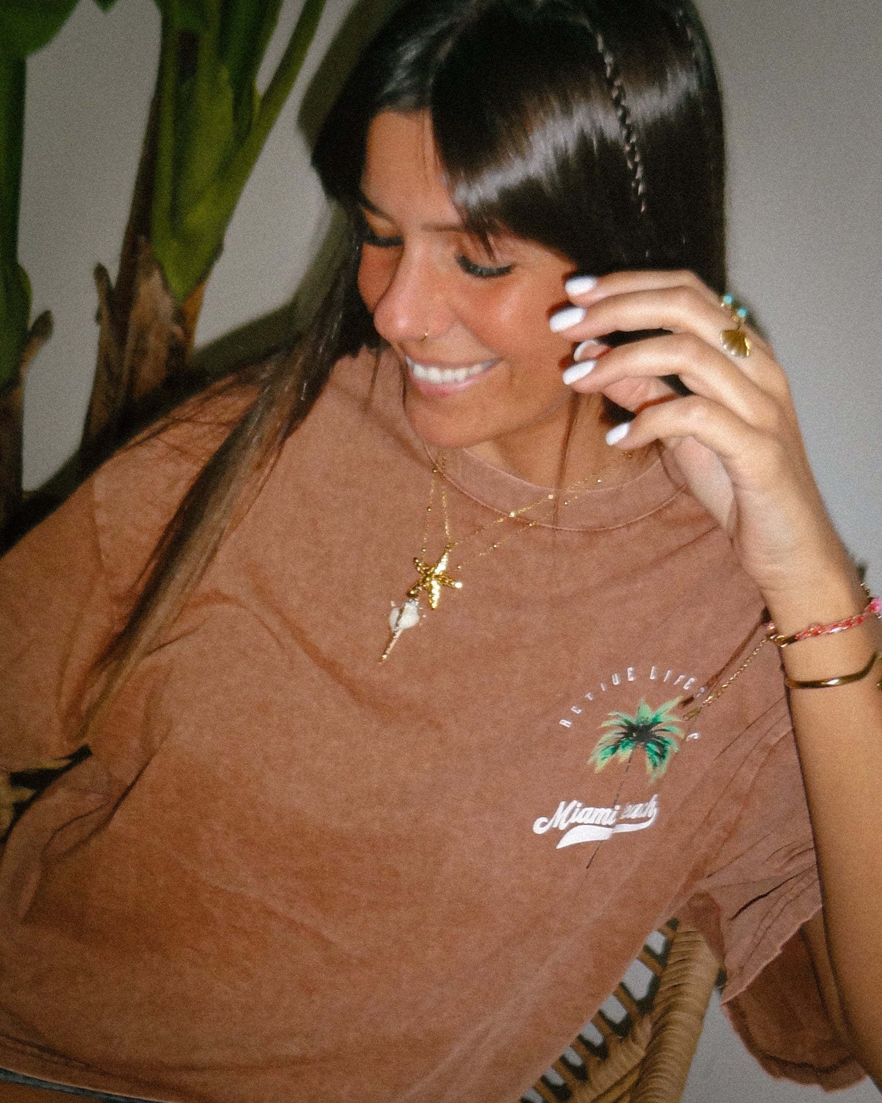 MIAMI BEACH T-SHIRT - BROWN WASHED