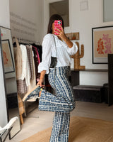 Paloma Pattern Pants - Navy & White
