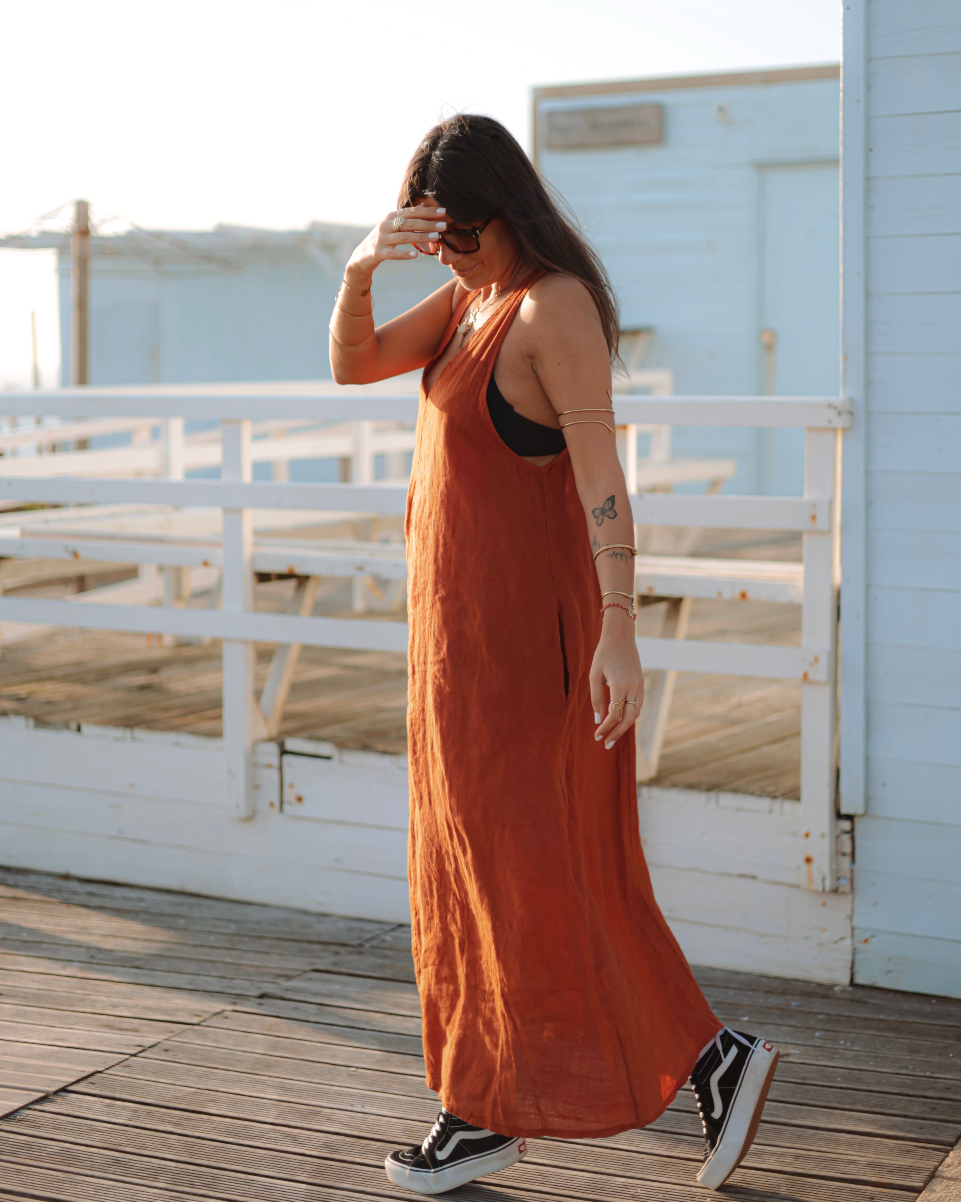 VESTIDO 100% LINHO  - TERRACOTTA