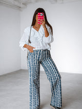 Paloma Pattern Pants - Navy & White