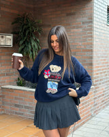 TEDDY WOOL BLEND SWEATER - NAVY