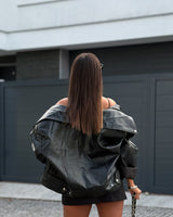 RAVEN OVERSIZED JACKET - BLACK