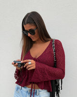 LANA LACE TOP - BORDEAUX