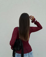LANA LACE TOP - BORDEAUX
