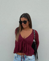 LANA LACE TOP - BORDEAUX