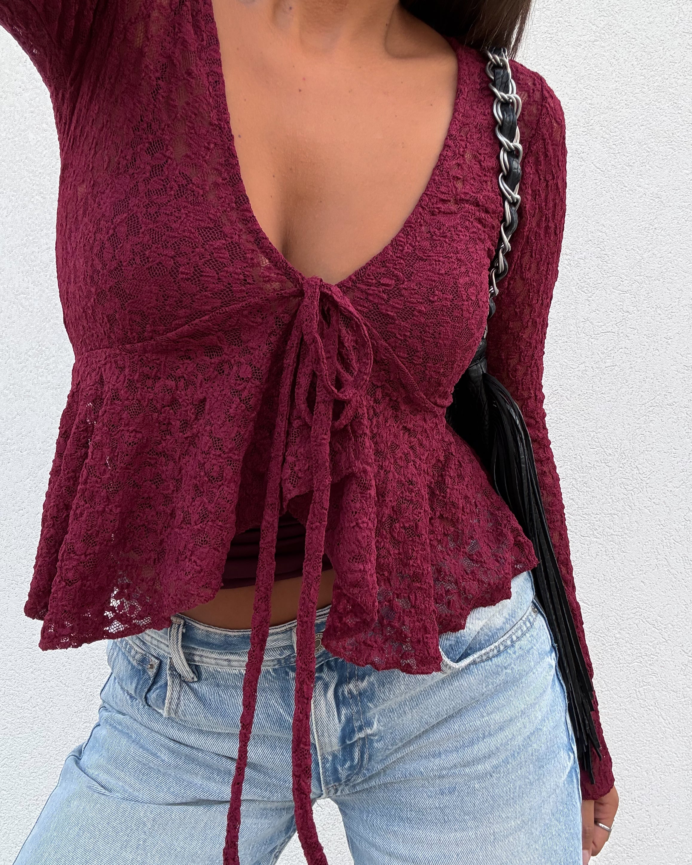 LANA LACE TOP - BORDEAUX