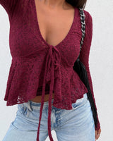 LANA LACE TOP - BORDEAUX
