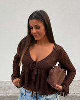 LANA LACE TOP - BROWN