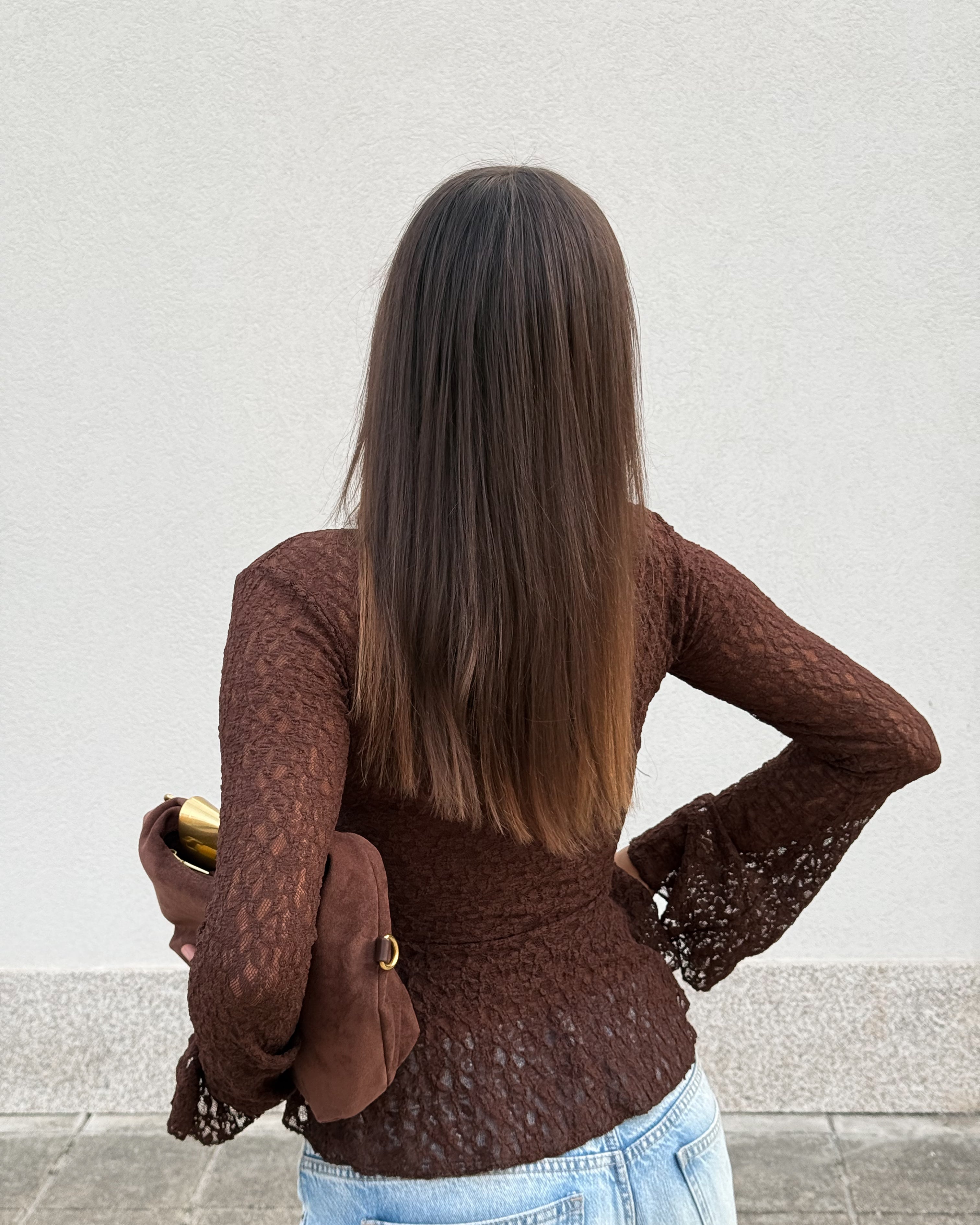 LANA LACE TOP - BROWN
